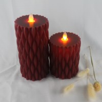 Bougies cylindriques LED à flamme mobile en cire véritable blanche, sans flamme, pour décoration d'hôtel et de mariage, lot de bougies LED