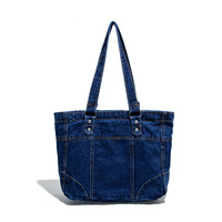 Damen College-Studentin Große Kapazität Cowboy-Tasche Universitäts-Umhängetasche Denim-Tasche Nylon-Schulranzen Einschultertasche Mädchen-Handtasche