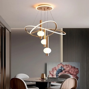 Lollipop Iron Nordic - Table à manger, salon et chambre à coucher - Lustre avec lumière LED, télécommande, variateur d'intensité - Or, noir, blanc - Product Image 3