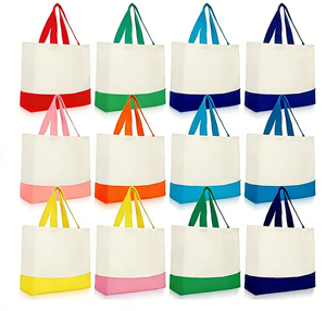 Sacs d'épicerie réutilisables imprimés avec logo personnalisé, sacs fourre-tout en toile de coton pliables à la mode, technique de sublimation, sacs en toile unie - Product Image 1