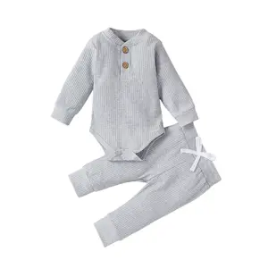 Hot Sell Baby Warm Onesie Cotton Children's Autumn And Winter Baby Clothing Pants Two-Piece Set Wholesale