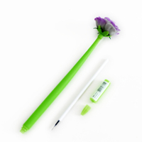 O & Q Fabricante Nuevo Diseño Ecológico Suave Silicona Stylo Flor Gel Tinta Bolígrafos Negro Azul para Estudiantes Niños