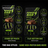 Sachet Doypack Mylar à fenêtre refermable à fond plat pour barres protéinées énergétiques, emballage alimentaire, chewing-gum, collation de sport et fitness