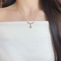 Collier pendentif en or 18 carats avec diamant de laboratoire, forme en V, halo creux, goutte d'eau, taille poire, réglable, bijoux fins pour femme, charme délicat