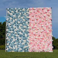 Mur de fleurs de 8 x 8 pieds, bleu et rose, pour fête de révélation de sexe