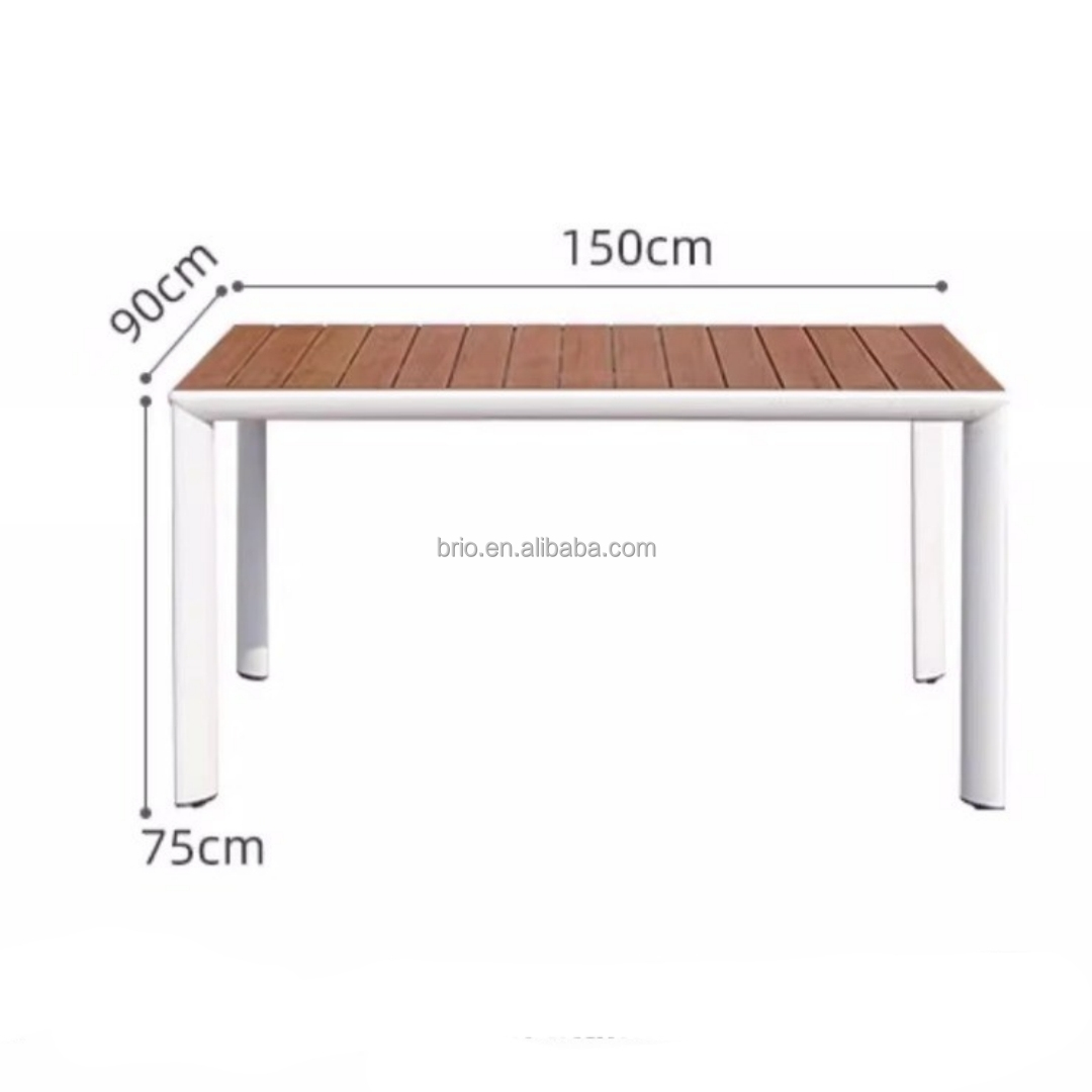 Faux wood grain aluminum top table