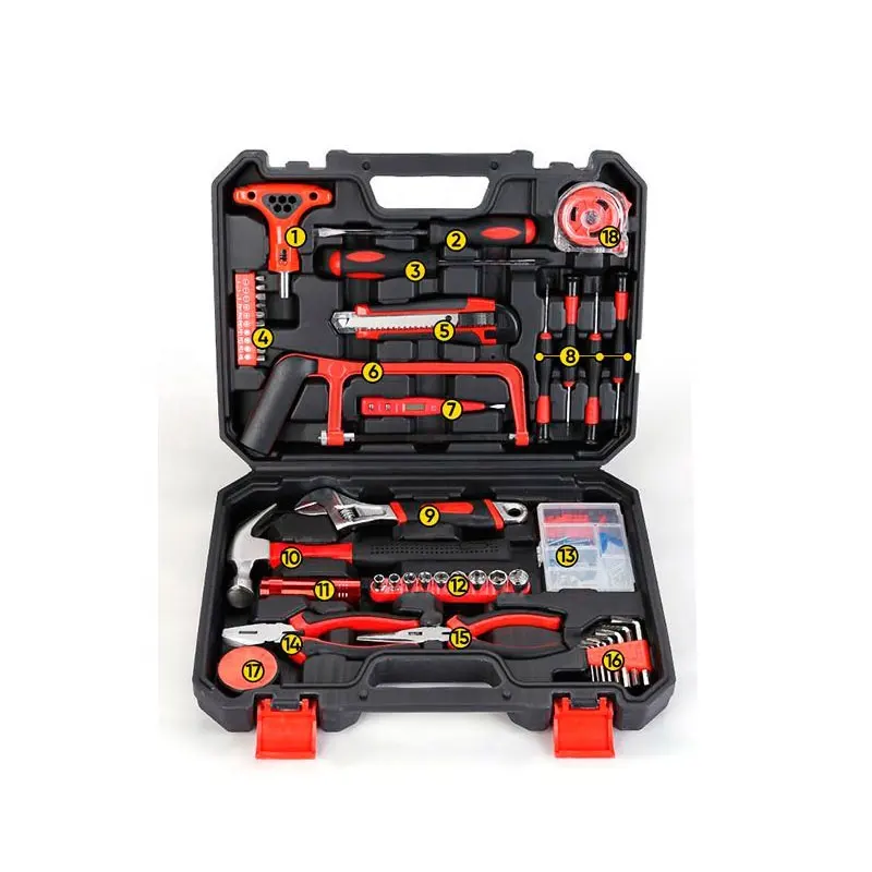Kit de combinaison de réparation de vélo Boîte à outils domestique générale avec mallette de rangement Ensemble d'outils à main Ensemble de luxe