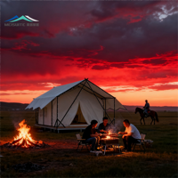 Tente de Glamping Safari Double Couche Semi-Permanente de Luxe, Imperméable et Ignifuge, Idéale pour Hôtels de Luxe et Aventures de Camping en Plein Air - Offre Spéciale
