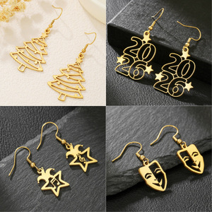 2026 Christmas Stud <b>Earrings</b> Stainless Steel Star Shape Party Fashion Drop <b>Earrings</b> - Product Image 2