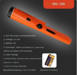 Détecteur de métaux portatif pour la prospection archéologique en extérieur avec indicateur LED, sensibilité de 20 pouces, puissance de 10 W, haute précision - Product Image 2