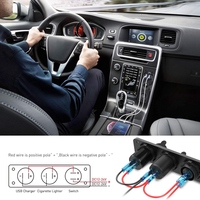 Prise allume-cigare pré-câblée DC 12-24V, chargeur double USB QC 3.0 avec affichage LED du voltmètre + interrupteur LED étanche