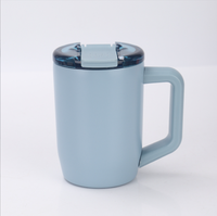 Mug à café personnalisé avec logo, 15 oz, avec poignée, double paroi, en acier inoxydable 304, couvercle anti-fuite, tasse à café portable pour voiture et voyage