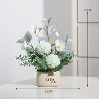 Fleurs artificielles en pot en céramique pour bureau, marguerites, chambre, salon, table à manger, meuble TV, décorations de supermarché