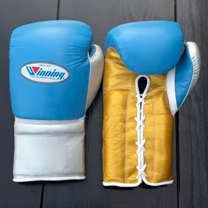 Guantes de Boxeo con Cordones, de Cuero Vacuno, Acolchado Grueso de 4 Capas, Correa de Muñeca Ajustable, Protección Completa para los Dedos, Transpirables - Product Image 1