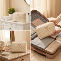 SENYU Pochette matelassée personnalisée en PU pour produits cosmétiques, porte-rouge à lèvres, sac de rangement pour maquillage, fermeture éclair, portable, avec poignée souple pour femme
