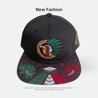 Gorra Snapback Personalizada de 6 Paneles con Corona Estructurada, Bordado Frontal y Estampado Maya, Visera Plana, Gorras Bordadas, Venta al por Mayor