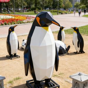 ประติมากรรมนกเพนกวินทรงเรขาคณิต YOUFINE ทำจากสแตนเลส ศิลปะตกแต่งสมัยใหม่สำหรับพื้นที่กลางแจ้ง ลานกว้าง สวน และพื้นที่เชิงพาณิชย์ - Product Image 3