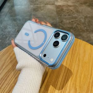 Funda Magnética de Lujo B528 para iPhone 17 18 Pro Max, Carcasa Transparente con Bumper y Marco Metálico para la Cámara - Product Image 1