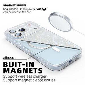 Aikusu - Funda para Teléfono con Diseño de Concha de Nácar a Cuadros Blanco y Rosa Geo para iPhone 17 16 15 14 13 12 11 Pro Max - Product Image 4