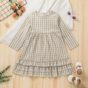 Nuova primavera autunno abbigliamento <span class=keywords><strong>per</strong></span> bambini ragazze <span class=keywords><strong>vestito</strong></span> casual in cotone moda bambino manica lunga volant plaid princess dress da 4 a 9 anni - Product Image 2