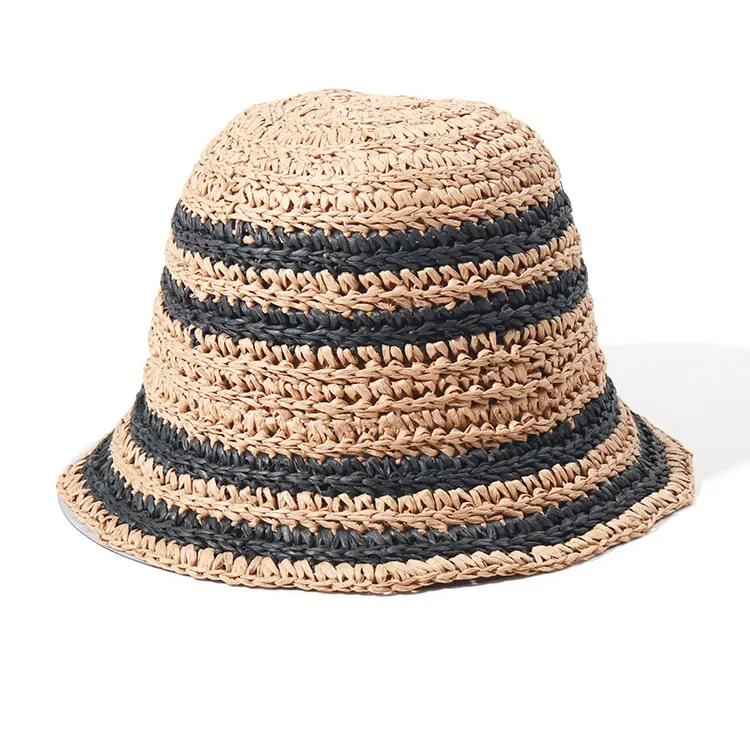 All'ingrosso nuovi cappelli a secchiello da pescatore a righe pieghevoli all'uncinetto per le donne Designer cappelli da spiaggia di lusso cappello estivo parasole