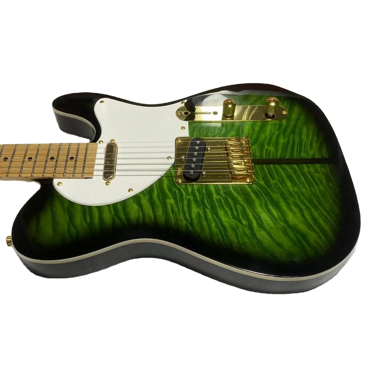 TELE gitar listrik Merle Haggard tanda tangan Tuff anjing hijau warna Burst awan Maple atas perangkat keras emas