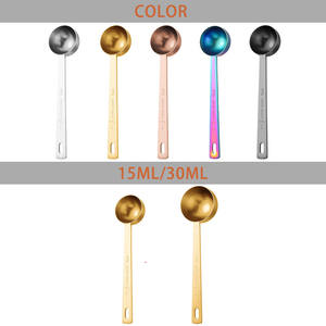 Cuchara medidora de café de acero inoxidable de 15 <span class=keywords><strong>ml</strong></span> y <span class=keywords><strong>30</strong></span> <span class=keywords><strong>ml</strong></span>, cuchara de café dorada, 1 2 <span class=keywords><strong>cucharadas</strong></span>, cucharas con mango largo - Product Image 3