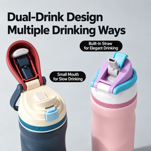 Portable Large Capacity Dual Drink Car Cup 316 Stainless Steel Insulated <b>Tumbler</b> <b>with</b> Built In <b>Straw</b> for Travel - Product Image 2