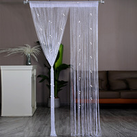Cortina de Cuentas para Puerta, Panel de Pared con Flecos, Separador de Ventana, Persiana para Bodas, Cafeterías, Restaurantes, con Borlas de Cristal