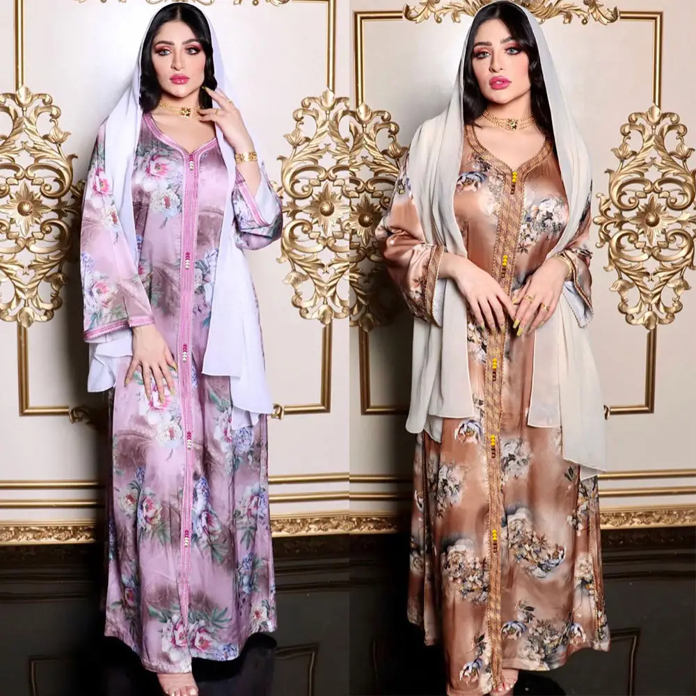 Vestido Abaya musulmán de estilo étnico para mujer, vestido de moda de Abaya de Turquía, Abaya de Oriente Medio, Túnica árabe de Dubái