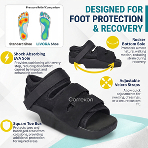 <span class=keywords><strong>Chaussure</strong></span> <span class=keywords><strong>de</strong></span> décompression du <span class=keywords><strong>talon</strong></span> pour la récupération post-chirurgie calcaneenne, à bout carré et semelle compensée, CE ISO FDA OEM - Product Image 4