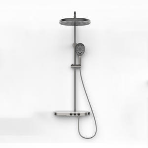 Vimijia Robinet mitigeur de douche à trois fonctions (chaud/froid) avec douchette de plafond, en cuivre brossé gris ZY-228033-Y, pour la maison - Product Image 1