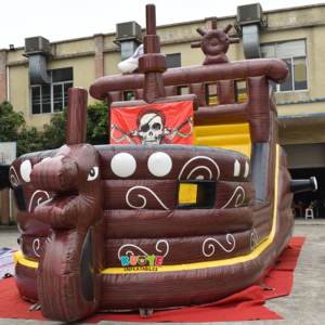 Comercial al aire libre PVC Casa de rebote gran barco pirata tobogán inflable pirata gran tobogán parque infantil para niños - Product Image 4