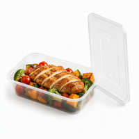 Conteneur alimentaire rectangulaire jetable en plastique de 750 ml, qualité alimentaire PP, micro-ondable, boîte à emporter, boîte à repas étanche, emballage alimentaire