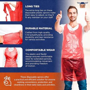 Tabliers jetables imperméables avec manchons de protection, tabliers de protection en plastique parfaits pour la peinture, la cuisine et les travaux ménagers quotidiens - Product Image 5