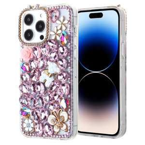 Luxury Shiny TPU+PC+Glass Diamond Crystal Rhinestone Bling Clear <b>Cute</b> Cartoon <b>Bear</b> 3D Handmade Design Mobile Phone Case - Product Image 5