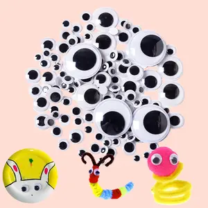 Großhandel Niedriger Preis Googly Eyes Selbst klebender Kunststoff Wackelige bewegliche Augen für Puppe Mehrere Größen