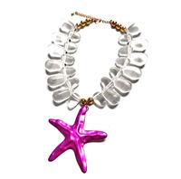 Nouveau collier à grosses perles transparentes tendance, charme étoile de mer fuchsia, nouvelle couleur, pendentif animal marin, cadeau de fête pour femmes, bijoux