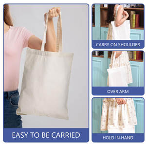 Sac de courses en toile de coton blanc pur, grande capacité, réutilisable, écologique, avec logo personnalisé imprimé en gros - Product Image 5