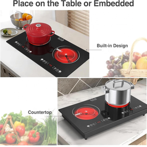 Placa de Cocina de Cerámica Infrarroja de 2 Quemadores, 2400W, Control Dual Independiente, 110V, CE, CB, ODM Disponible - Product Image 4