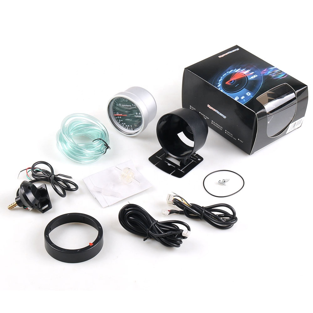 60MM Voiture Barre D'éclairage Type Visage Noir Voiture Jauge Compteur Automatique de Poussée De Turbo Avec Capteur