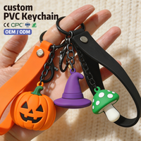 Porte-clés personnalisé en PVC pour Halloween, imprimé UV, motif, forme et couleur personnalisés, emballage OEM ODM pour l'approvisionnement en gros B2B