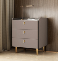 Luxe moderne marbre bois massif blanc noir gris cuir table de chevet 3 tiroirs chambre hote flottant casier meubles design