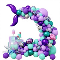Kit de guirlande de ballons en latex sirène, décoration de fête sous-marine, ensemble d'arche, violet, bleu, rose, décoration de baby shower