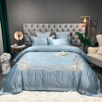 Literie en soie de style luxueux, 4 ensembles de draps de lit plats, housse d'oreiller en coton, vente en gros d'usine