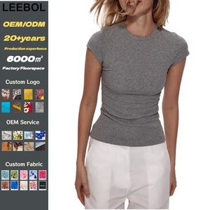 T-Shirt Slim Fit Sexy da donna su misura con strass all'ingrosso in cotone 95% 5% Spandex Tight Slim Fit T-Shirt da donna - Product Image 1