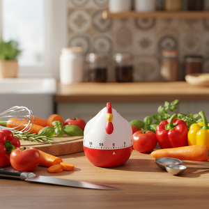 <span class=keywords><strong>Timer</strong></span> da Cucina Meccanico a Forma di Pollo, 60 Minuti, in Plastica Rossa Ecologica, Facile da Usare per Casa e Esterni - Product Image 1