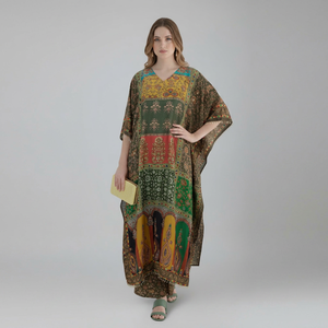 Women's <b>Kaftan</b> Dress Long Poly feather Silk <b>Kaftan</b> for All Seasons-Summer Winter Autumn Spring - Product Image 1