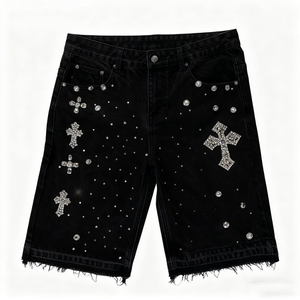 Pantalones Vaqueros Pearl y Bermudas de Mezclilla Brillante para <span class=keywords><strong>Hombre</strong></span> con Estilo Vintage para Hombres de Talla Grande - Product Image 4