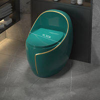 Ensemble WC monobloc moderne noir, gris, bleu, céramique grise de luxe léger, à fermeture lente, à poser au sol, siphon en S pour salle de bain